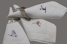 Load image into Gallery viewer, Linen Skiers Napkin Set