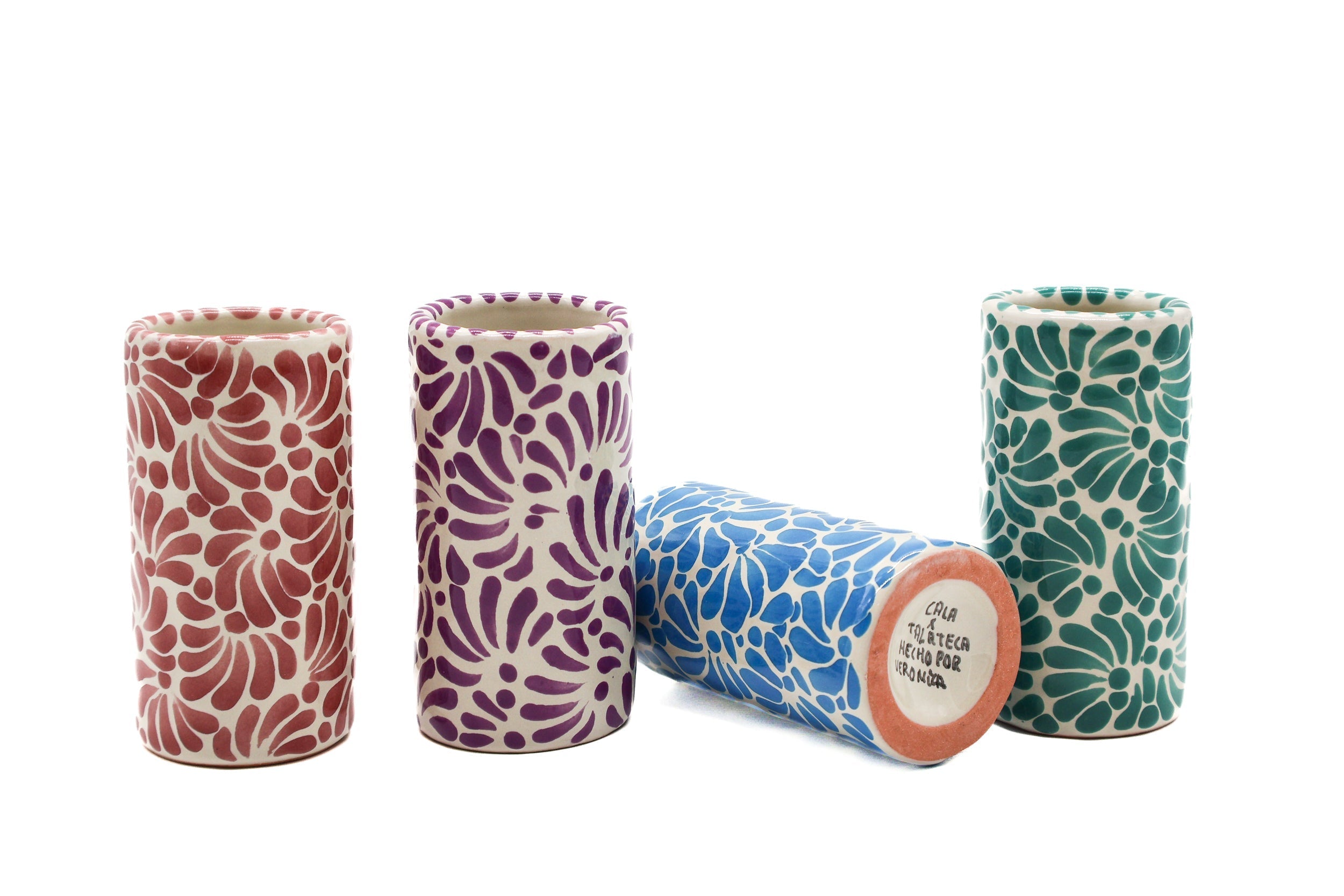 MEZCASA Handmade Ceramic Tequila Shot Glasses Set - Agave Pine Cone Inspired, Set Of 4